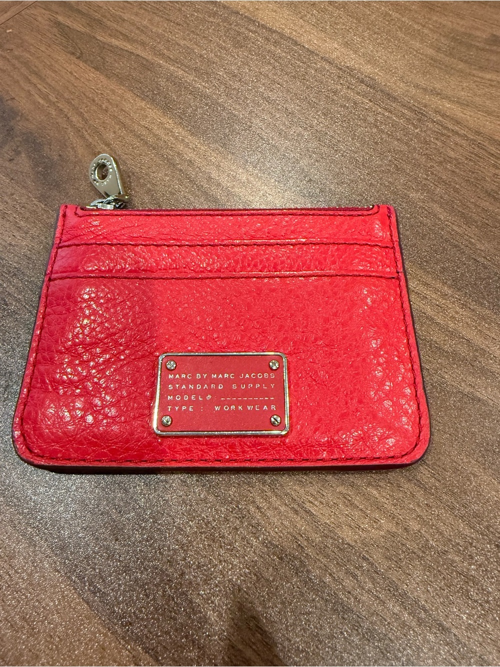 Marc by Marc Jacobs Red Leather Zip Card Pouch